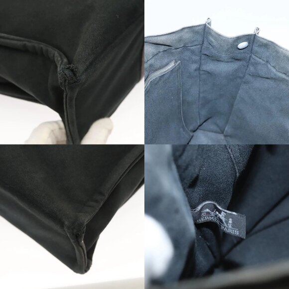 HERMES Fourre Tout MM Hand Bag Canvas Black Silver Auth ti3099 - Picture 14 of 14